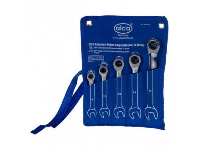 Набор трещеточных комбинированных ключей 5 размеров (8-10-13-14-17) от ALCA Набор трещеточных комбинированных ключей 5 размеров (8-10-13-14-17)